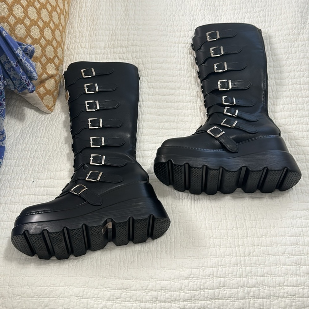 New in bag buckle boots